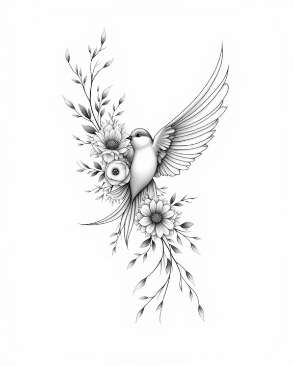 graceful floral swallow symbolism
