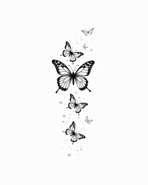 graceful fluttering butterfly motifs