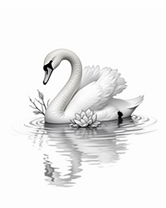 graceful swan reflection tattoo