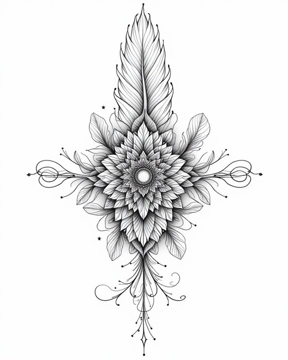 graceful vibrant feather tattoos