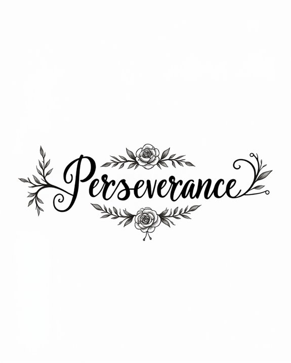 hand lettered perseverance tattoo
