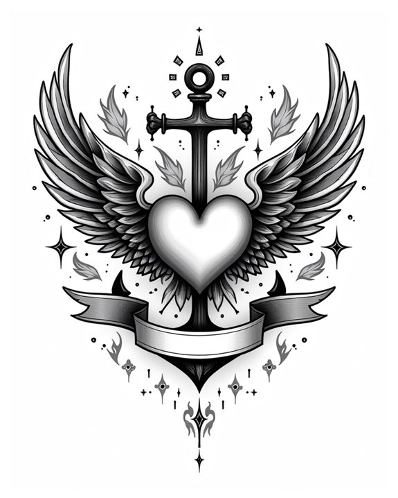 heart anchor wings symbolism