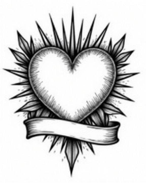 heart banner with initials