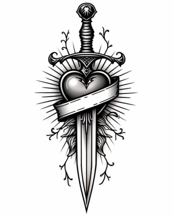 heart dagger banner symbol