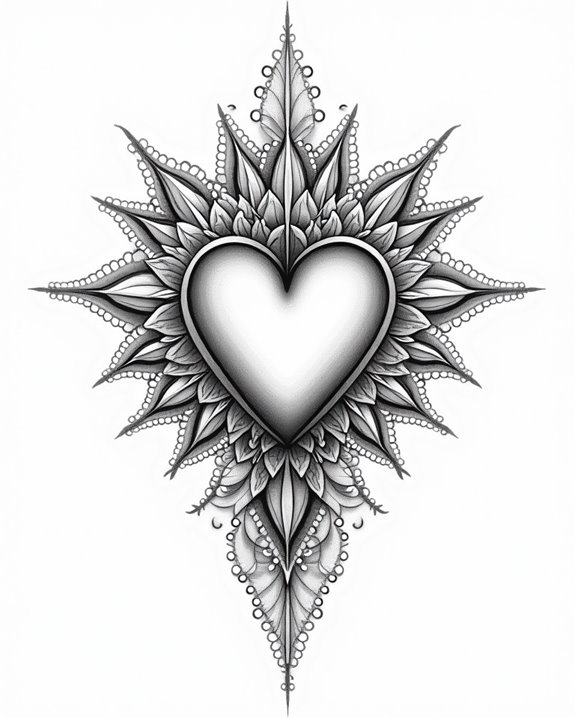 heart in mandala frame
