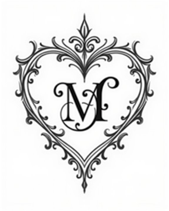 heart shaped initials tattoo design