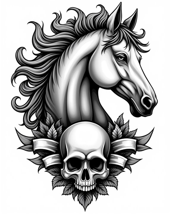 horse skull tattoo significance