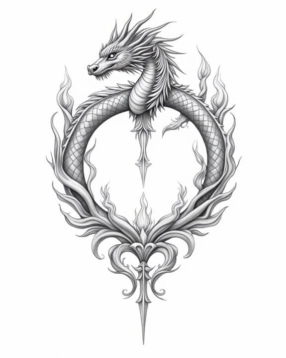 intertwined symmetrical dragon design