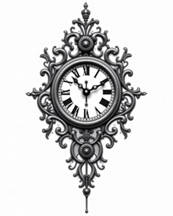 intricate baroque clock ornamentation