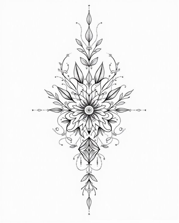 intricate botanical tattoo details