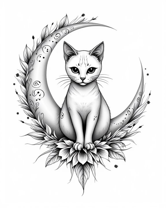 intricate feline dotwork tattoos