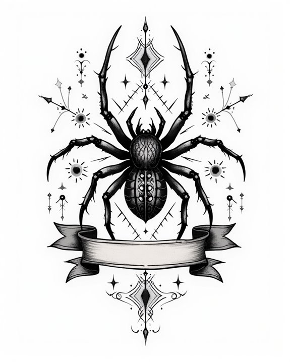 intricate monochrome spider design