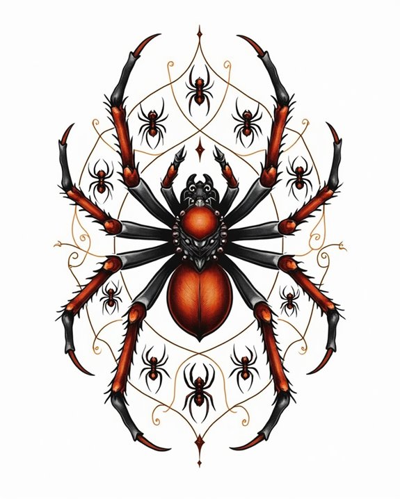 intricate multispider web sleeve