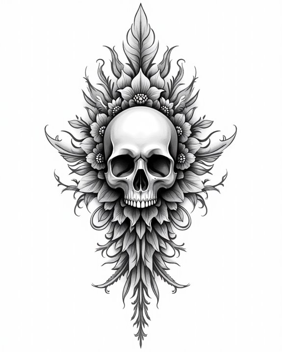 intricate skeletal tattoo artistry