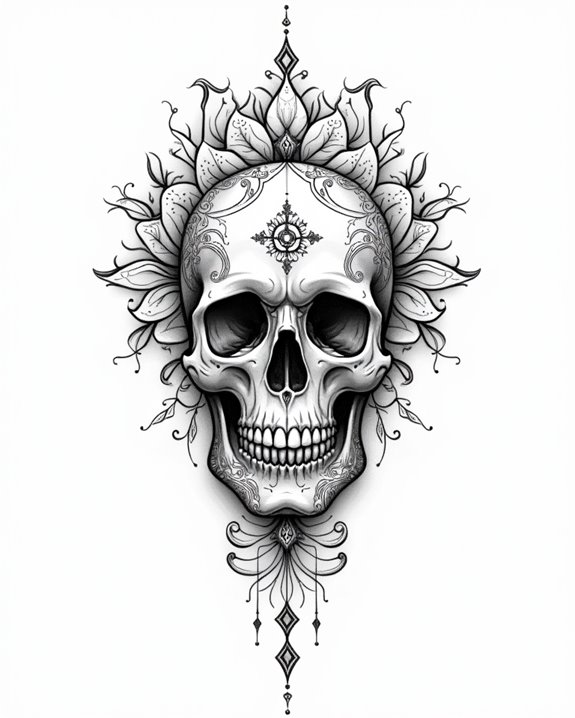 intricate skull geometric fusion