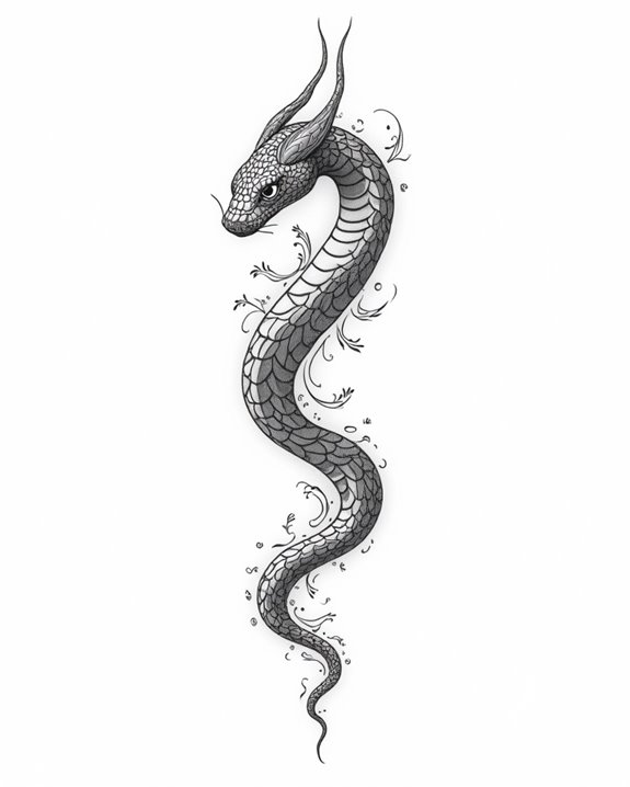 intricate snake line art