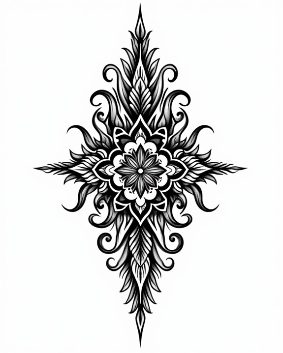 intricate symmetrical flowing motifs