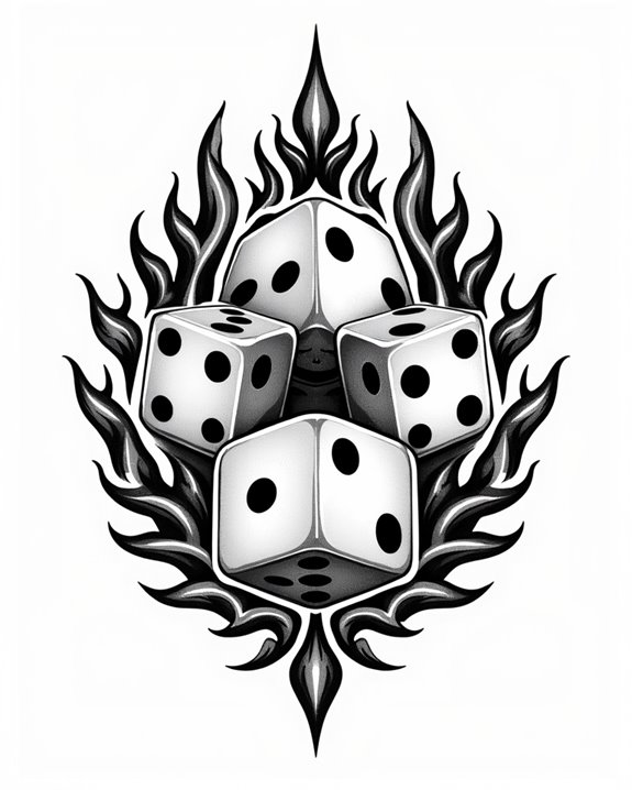 intricate tribal dice art