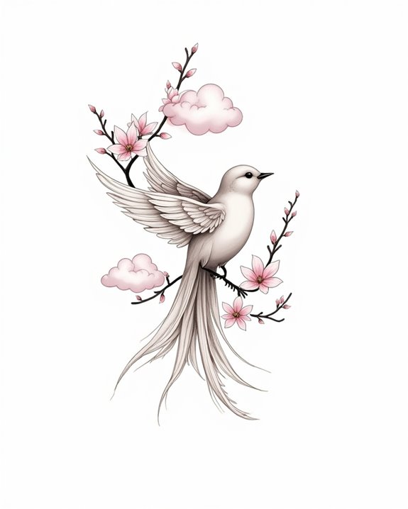 joyful finch among blossoms