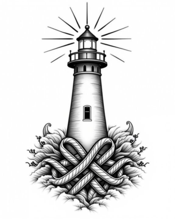 lighthouse and nautical knots