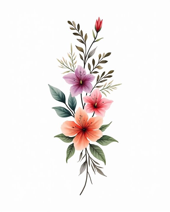 lush colorful botanical tattoos