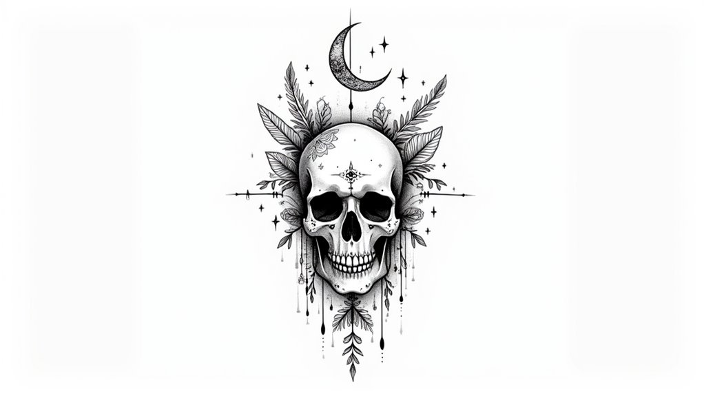 magical skull forearm tattoos