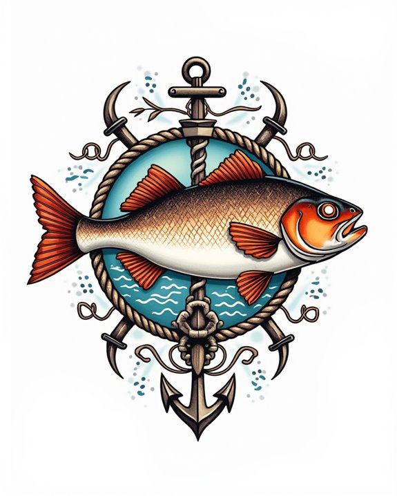 maritime halibut tattoo design