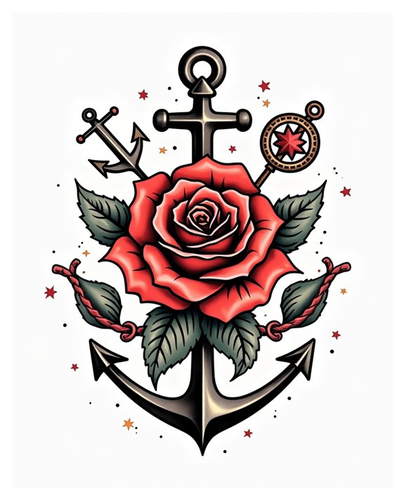 maritime themed vintage tattoo design