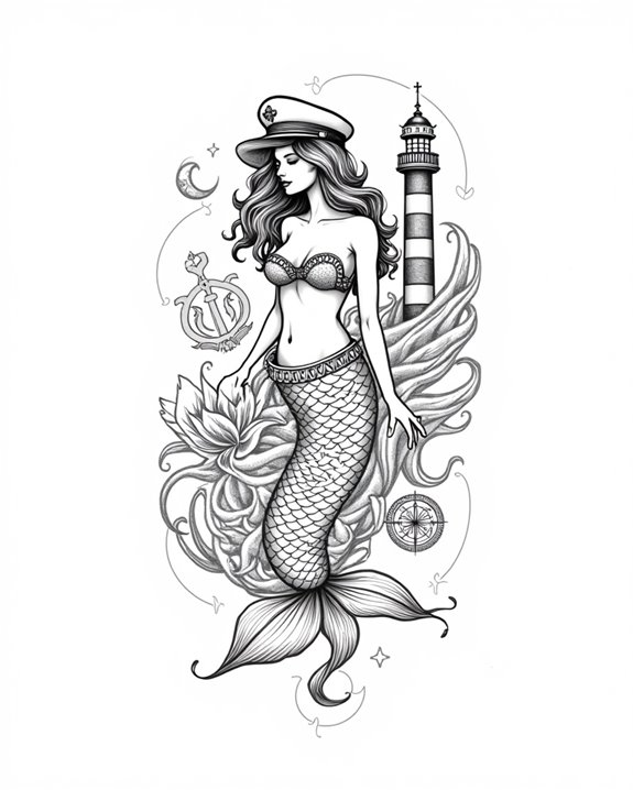mermaid with nautical motif