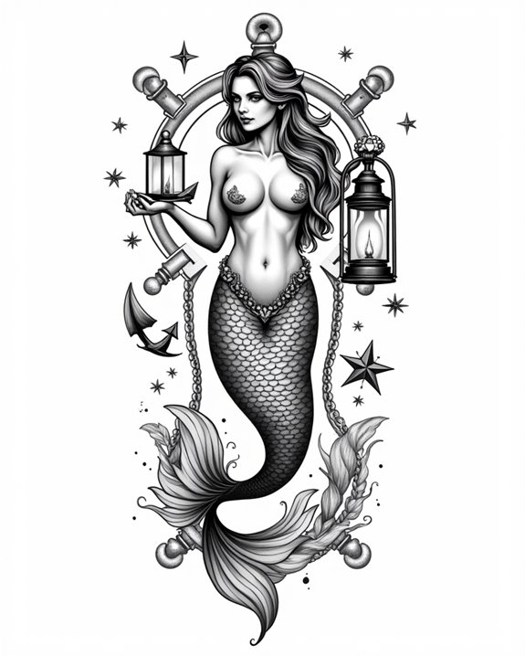 mermaids with nautical symbols