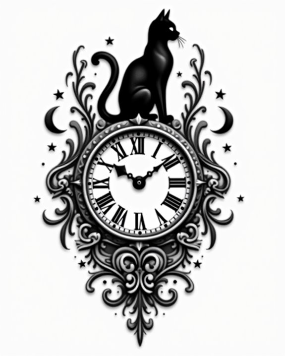 midnight cat and clock