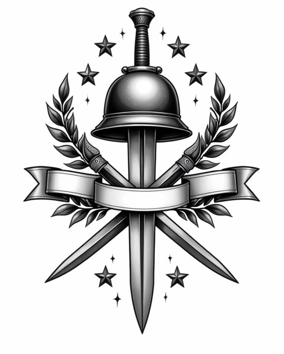 military helmets and daggers