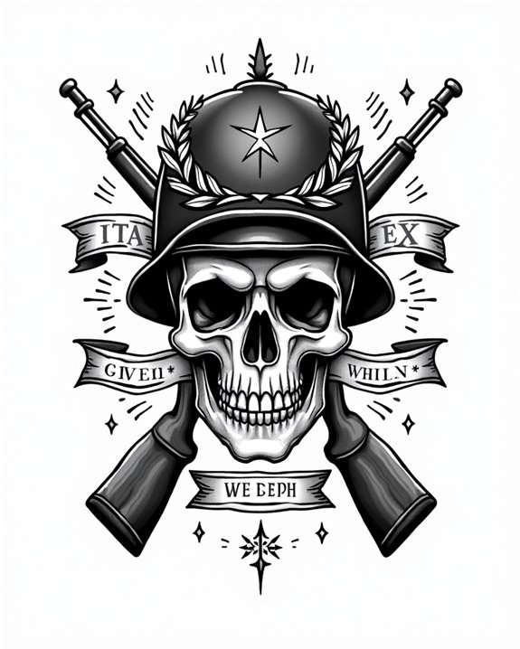 military skull tattoo symbol
