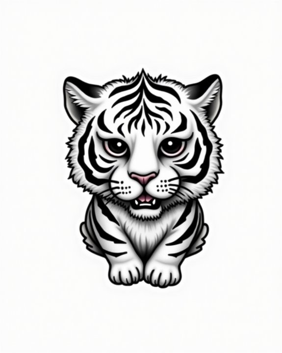 mini fierce tiger tattoo