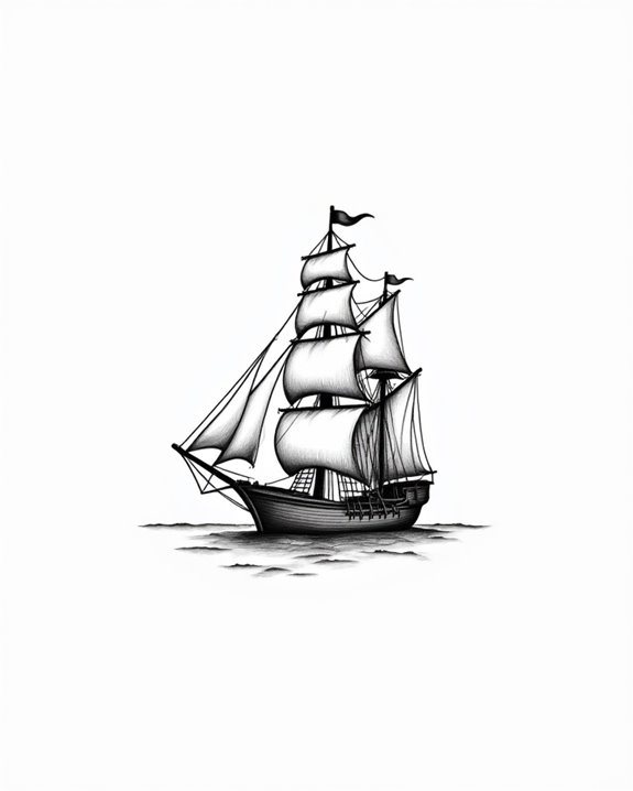 miniature whaling ship tattoo