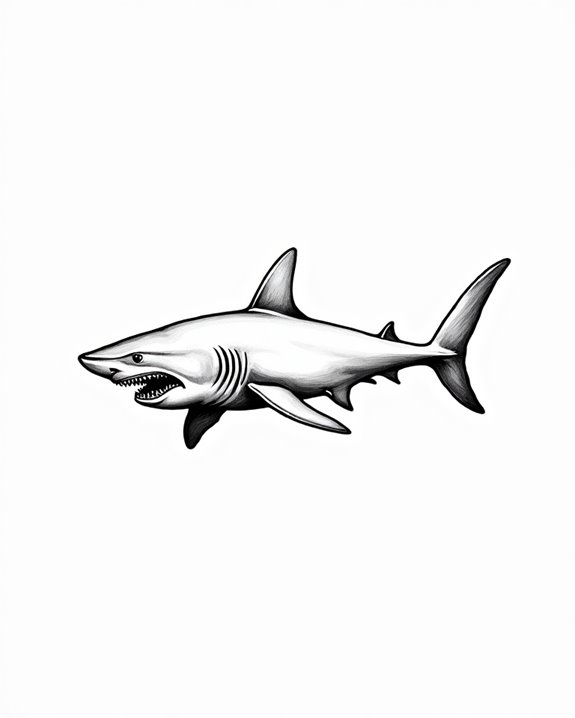 minimal fierce shark illustration