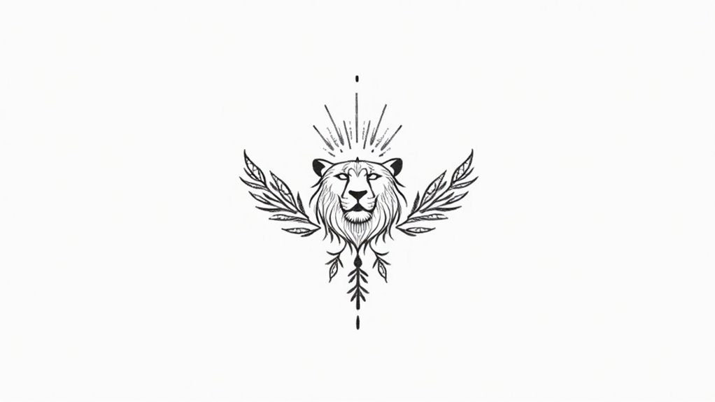 minimal lion forearm tattoos
