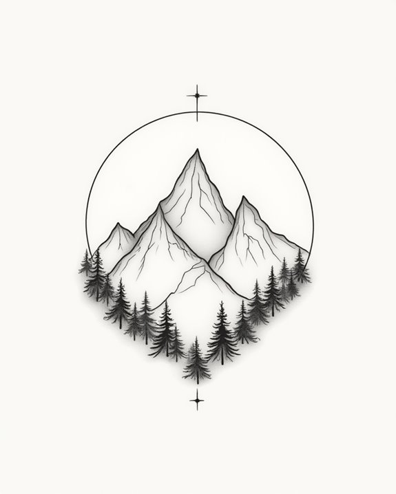 minimal mountain scene tattoo
