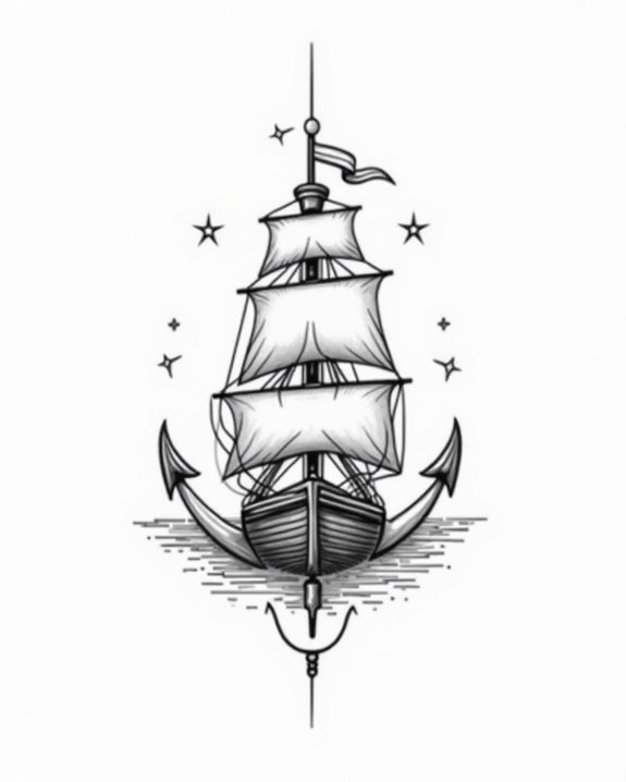 minimal nautical flag linework