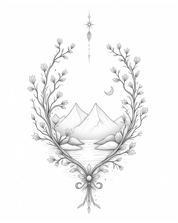minimal tranquil landscape tattoos