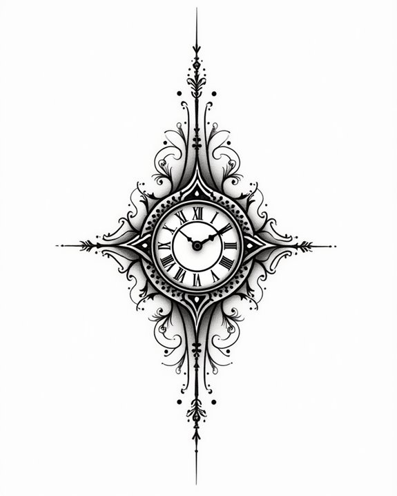 minimalist dotwork clock accents
