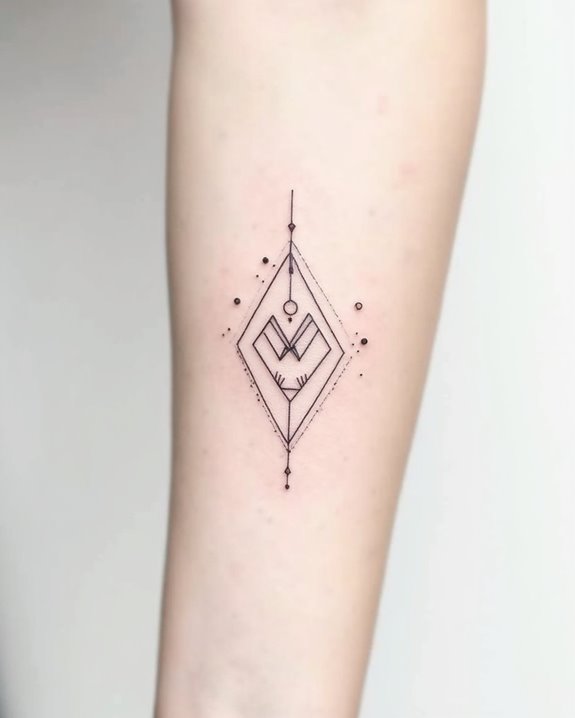minimalist geometric colorful tattoos
