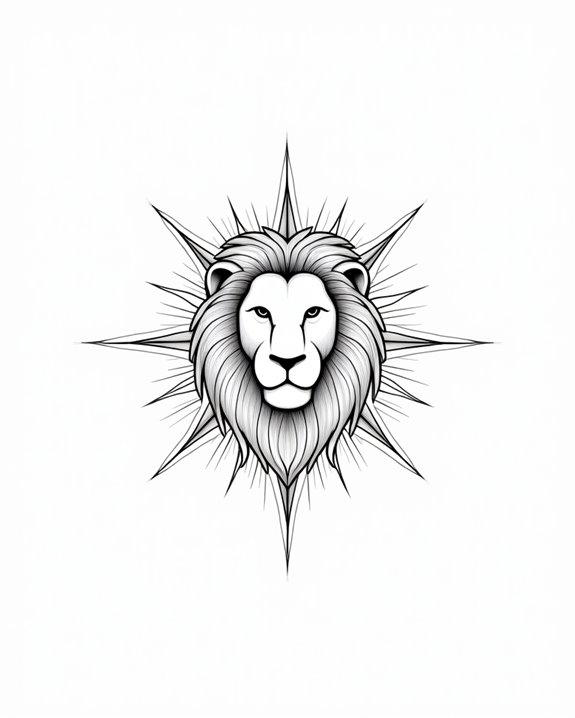 minimalist lion star tattoo