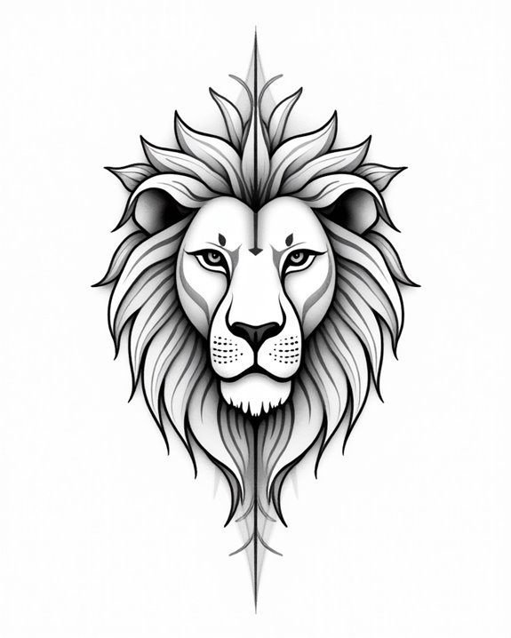 minimalist lion with coordinates
