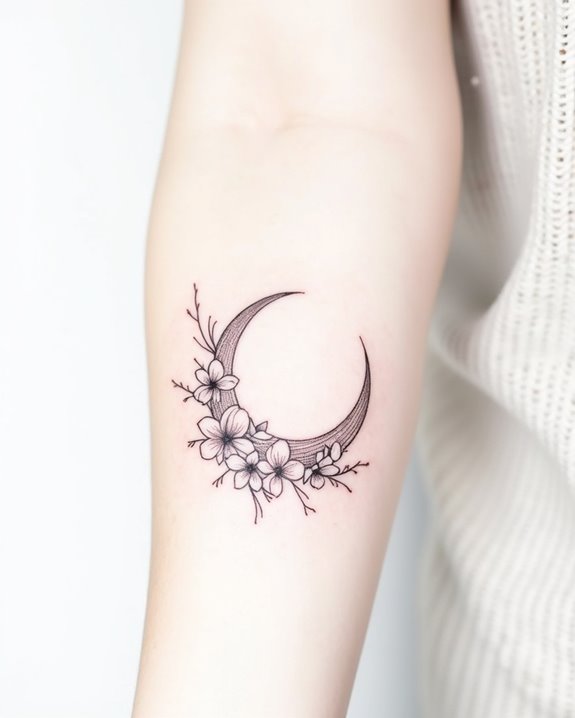 minimalist lotus forearm tattoo