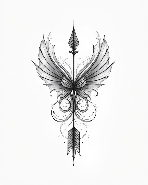 minimalist monochrome cupid arrow