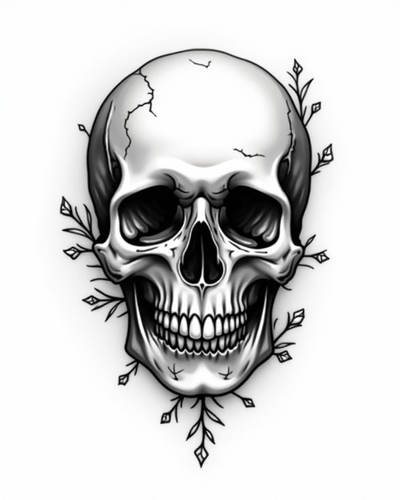 minimalist monochrome skull artwork