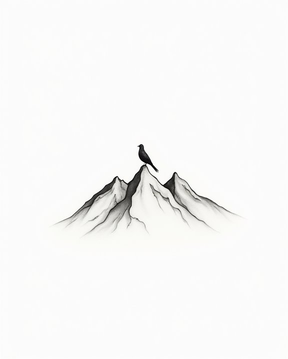 minimalist mountain bird symbolism