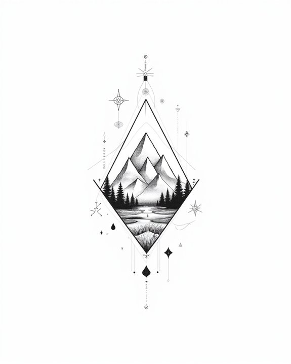 minimalist mountain geometric art
