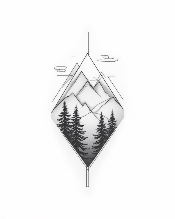 minimalist mountain landscape tattoo